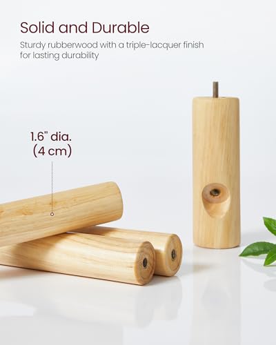 VASAGLE Solid Wood Coat Rack, Free Standing Hall Coat Tree with 8 Hooks, 3 Height Options, for Coats, Hats, Bags, Purses, for Entryway, Hallway, Rubberwood Hooks and Pole, Dark Walnut URCR010W01 - color: Dark Walnut, style: Square Base + Cylindrical Hooks