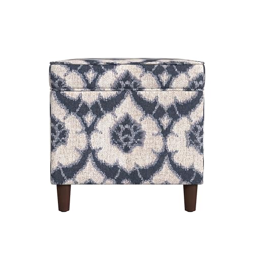 Spatial Order 24" Dinah Collection Storage Ottoman - Blue Medallion Print - color: Blue Medallion Print