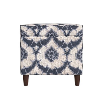 Spatial Order 24" Dinah Collection Storage Ottoman - Blue Medallion Print - color: Blue Medallion Print