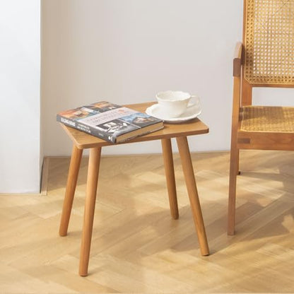 AWASEN Mid Century Modern Side Table, Small End Table for Living Room Bedroom Office Small Spaces, Modern Side Table Nightstand with Solid Wood, Easy Assembly, (Brown) - color: Brown