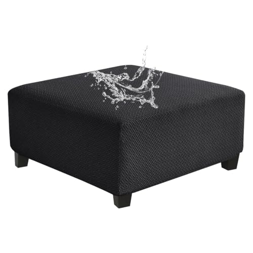 Levoberg Waterproof Square Ottoman Cover Large Square Folding Storage Ottoman Bench Slipcovers Footrest Stool Covers Oversized Ottoman Coffee Table Covers Cube with Elastic Bottom XL Black - color: Black, size: Square-XL