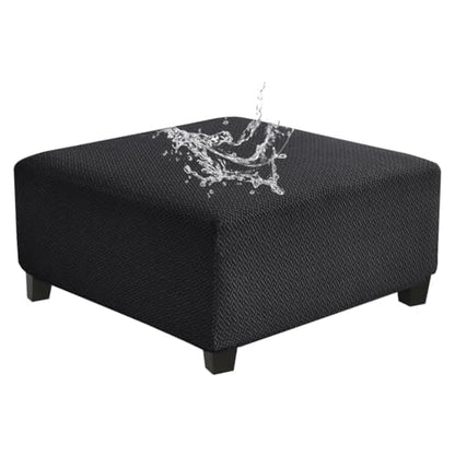 Levoberg Waterproof Square Ottoman Cover Large Square Folding Storage Ottoman Bench Slipcovers Footrest Stool Covers Oversized Ottoman Coffee Table Covers Cube with Elastic Bottom XL Black - color: Black, size: Square-XL