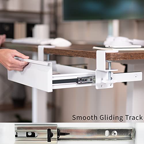 VIVO 16 inch Clamp-On Sliding Pull-out Drawer without Shell for Office Desk, Storage Organizer for Sit Stand Workstation, White, DESK-AC03C-W