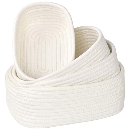 Small Baskets for Organizing, 4-Pack Storage Baskets for Shelves – Woven Basket for Nursery, Dog Toys, or Bathroom, Gift Baskets Empty - color: Off White