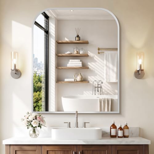 COFENY Bathroom Mirror, 30x36 inch Silver Rectangle Wall Mounted Mirror with Thin Frame, Bathroom Vanity Mirrors for Over Sink, Entryway, Living Room, Bedroom - color: Silver, size: 36"L x 30"W