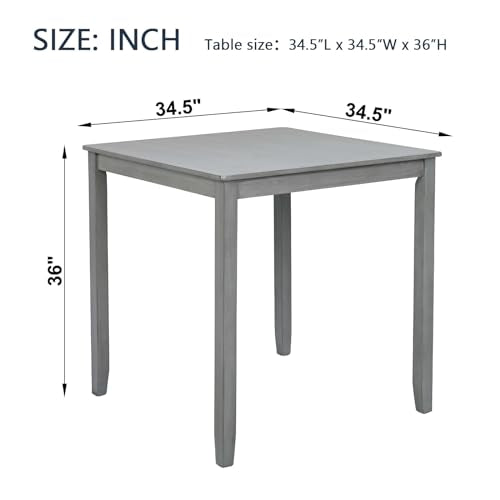 Knocbel Classic Counter Height 2-Person Dining Table for Small Space, Wooden Apartment Condo Pub Bistro Kitchen Dining Furniture (Gray Square 36" H) - color: Gray Square 36"h