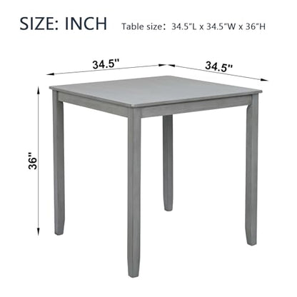 Knocbel Classic Counter Height 2-Person Dining Table for Small Space, Wooden Apartment Condo Pub Bistro Kitchen Dining Furniture (Gray Square 36" H) - color: Gray Square 36"h