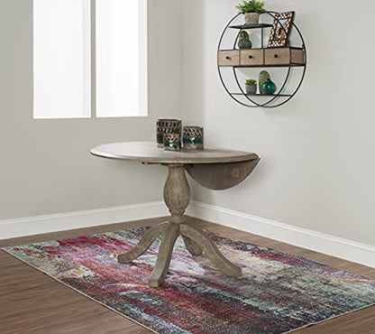 Linon Home Decor Mauro Antique Rustic Brown Drop Leaf Small Dining Table with Pedestal Base - color: Antique Rustic Brown