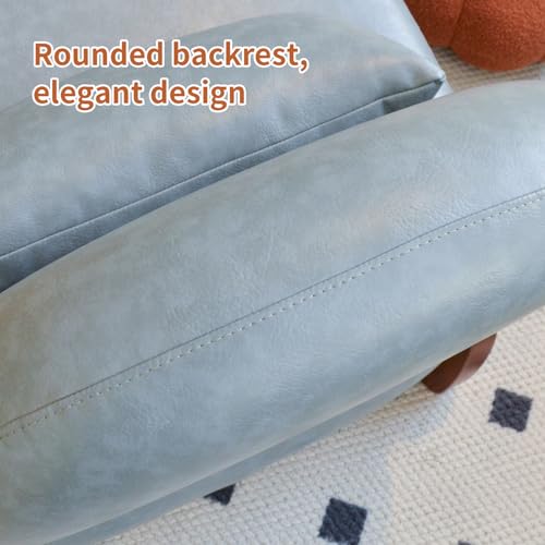 Blue Faux Leather Slippers Chair with Solid Wooden Legs | Low Armless Accent Chair with Soft Cushion, Comfy Upholstered Side Chairs for Living Room, Bedroom, Balcony or Reading Room - color: Blue