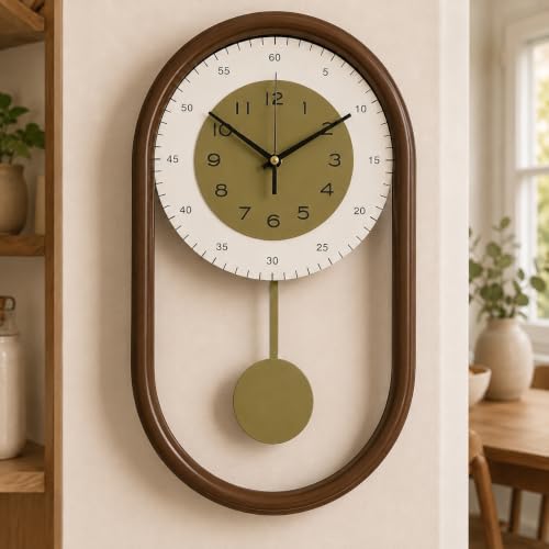 Modern Minimalist Metal Pendulum Wall Clock for Living Room Décor | 8*15.5 Inch Silent Battery Operated Decorative Kitchen Wall Clock Art Aesthetics Unique Home Decor - color: Gray
