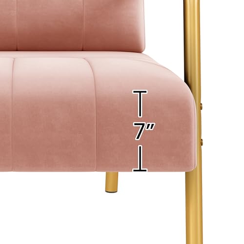 Yaheetech 30" Velvet Sofa Chair Accent Sofa with Gold Metal Leg, Pink | Velvet Small Sofa Chair Mini Couch with Gold-Tone Metal Arms and Legs for Living Room, Home Office, Bedroom - color: Pink, size: 30" W