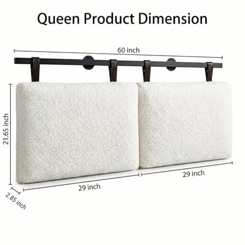 Queen Headboard only, Wall Mounted Headboard for Adjustable Bed, Hanging Head Board for Queen Size Bed Upholstered Headboard Cabeceras De Cama for Bedroom, Dorm, Guest Room, White - color: White, size: Queen