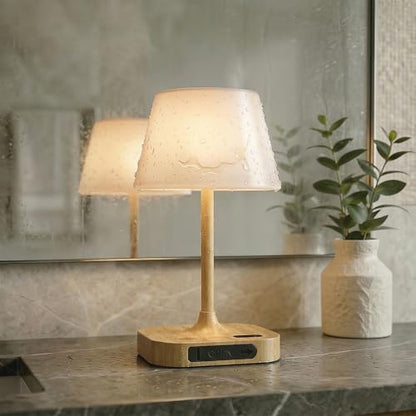 Table Lamp - Cordless Waterproof Shower Lamp and Dimmable Touch Lamp - color: Wood Grain