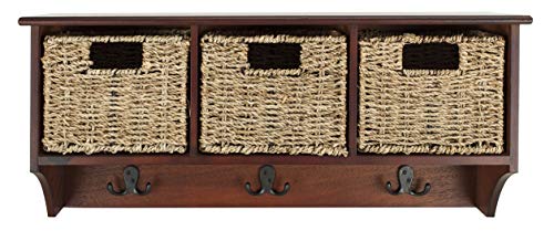 Safavieh Home Collection Finley Hanging 3 Basket Wall Rack - color: Cherry