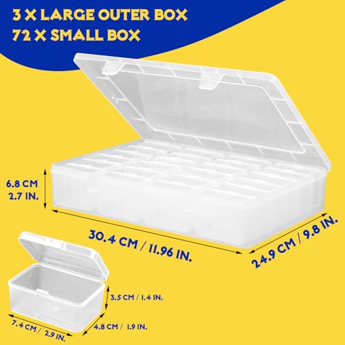 75Pcs Small Bead Organizer Box, Clear Rectangles Bead Storage Containers with Lids, Plastic Craft Storage Box Bead Cases, Mini Small Parts Organizer for Jewelry Nail Screws Seeds and Labels - size: 3pc-Clear