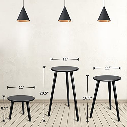 Indoor Plant Stand, Modern Plant Table 16.5" Tall Wood Mid Century Flower Holder Small Round Side End Table - color: Black, size: 16.5"