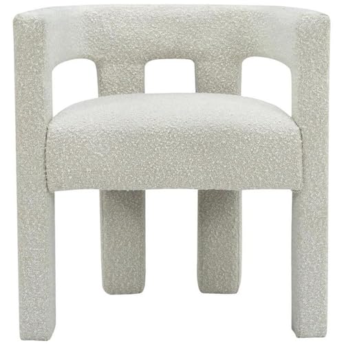 Meridian Furniture Athena Collection Modern | Contemporary Boucle Fabric Upholstered Accent | Dining Chair, 25" W x 21" D x 27" H, Cream - color: Cream