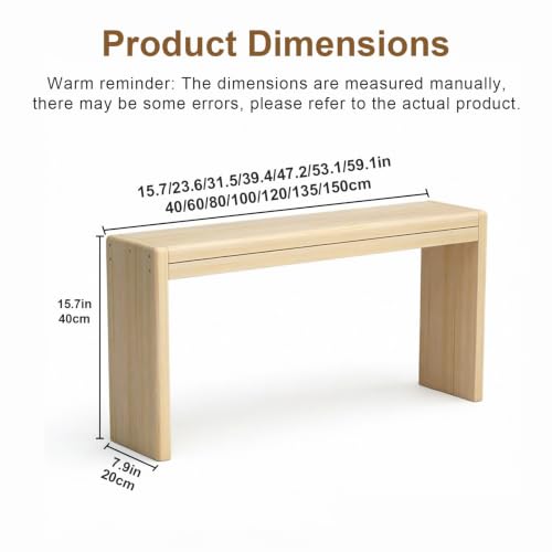Small Wood Dining Bench, Solid Wood Entryway Bench, Farmhouse Style Seat, Armless Design, Fits Entryways, Dining Rooms and Space At The Foot of The Bed - size: 40x20cm/15.7x7.9in