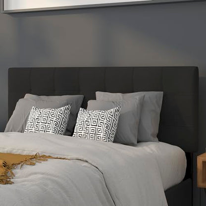 Emma + Oliver Black Full Quilted Tufted Headboard | Adjustable Bed Rail Slots, Fabric Upholstered - color: Black, size: Full