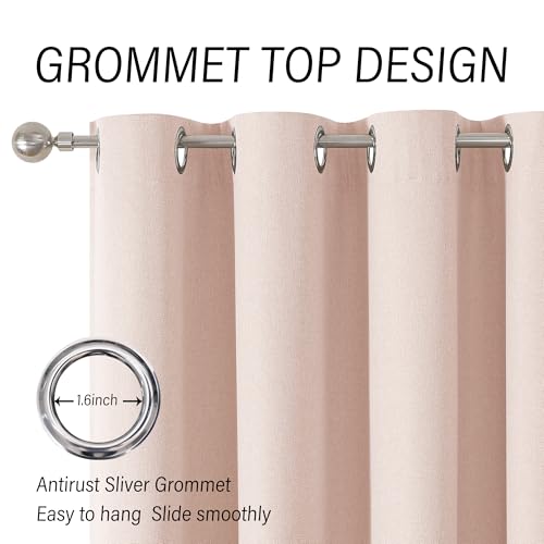 ChrisDowa Pink Blackout Curtains 45 Inches Long 2 Panels for Bedroom | Room Darkening,Light Blocking,Thermal Insulated,Faux Linen,Farmhouse,Grommet,Window Treatment,Drapes,Living Room,52x45 - color: Pink, size: 52"W x 45"L (Pack of 2)