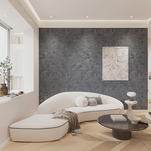 3yecao 31"×157" Big Roll Wide Thick Grey Concrete Wallpaper Peel and Stick Waterproof Glossy Gray Concrete Contact Paper Vinyl Wrap Self Adhesive Cement Sticker for Bedroom Bathroom Living Room Walls - color: Light Blue Grey, size: 31" x 157"