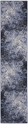 Nourison Home Passion Light Blue Black 1'10" x 6' Area Rug - Easy Clean, Non Shedding, Bed Room, Living Room, Dining Room, Kitchen (6' Runner) - color: Light Blue Black, size: 1'10" x 6' (Runner)