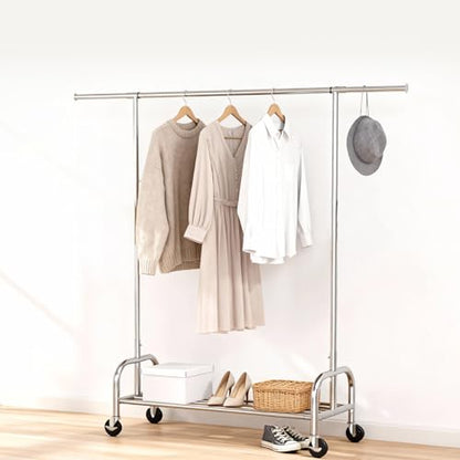 Heavy Duty Rolling Garment Rack with Wheels, 550LBS Clothing Rack | Sturdy Metal Frame, Spacious Hanging Storage, Clothing Organizer for Bedroom, Closet, Laundry Room & Home Organization