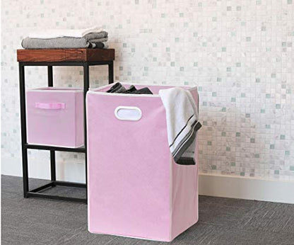 Simple Houseware Foldable Closet Laundry Hamper Basket, Pink - color: Pink