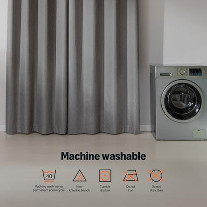 Amazon Basics Faux Linen Blackout Curtains for Bedroom and Living Room, 2-Piece Set with Grommets, 42" W x 72" L, Grey - color: Grey, size: 42"W x 72"L (Pack of 2)