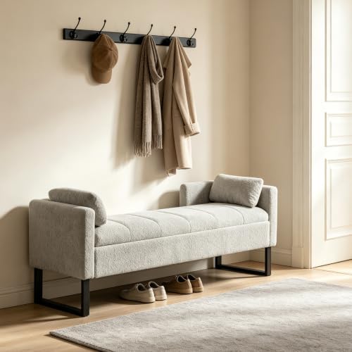 Chifee & Vingol 64" W Storage Benches End of Bed Bench, Light Gray - color: 64"-light Gray