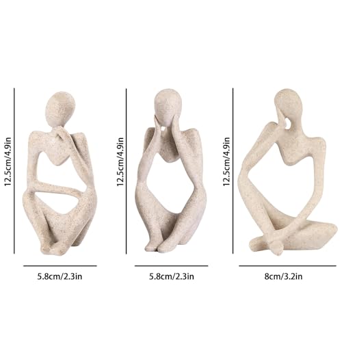 Bookshelf Decor Thinker Statue Home Office - Aesthetic Abstract Art Sculptures Coffee Table Figurine - Reading Minimalist Decorative Ornaments Objects for Coffee Table Desk Hutch Shelf Left