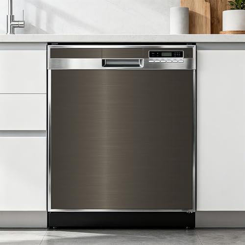 Brown Metallic Peel and Stick Wallpaper Stainless Steel Contact Paper for Kitchen Countertop Backsplash 15.7"x472" Modern Waterproof Self Adhesive Wall Paper for Appliances Dishwasher Fridge - color: Brown, size: 15.7" x 472"