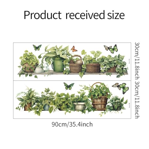Green Plant Wall Decals 3D Bonsai Tropical Plant Betterfly Wall Sticker Creative Vinyl Peel and Stick Removable Wall Art Decor for Living Room Bedroom Home Office - style: Green Plant 1