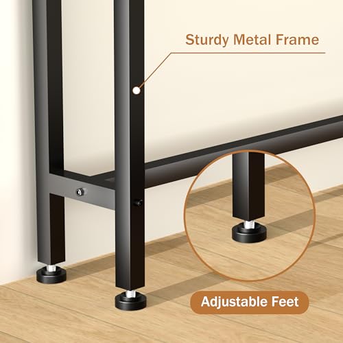 Keelian 78 Inch Double-Layer Narrow Console Sofa Table with 2 Power Outlets &4 AC Plugs&4 USB Ports, 4.9' Extension Cord Included, Behind Couch Table for Living Room/Office Easy Assembly - Black