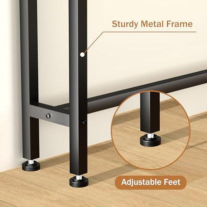 Keelian 78 Inch Double-Layer Narrow Console Sofa Table with 2 Power Outlets &4 AC Plugs&4 USB Ports, 4.9' Extension Cord Included, Behind Couch Table for Living Room/Office Easy Assembly - Black