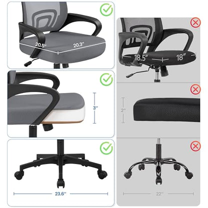 Yaheetech Mid Back Mesh Computer Office Desk Chair Adjustable Swivel, Dark Grey - color: Dark Gray