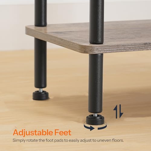 HOOBRO Narrow Side Table, 3-Tier Slim End Table No Tools Needed, Twist-On Assembly, Skinny Nightstand Sofa Storage Shelf for Living Room, Bedroom, Study, Greige and Black BG246BZ01 - color: Greige + Black