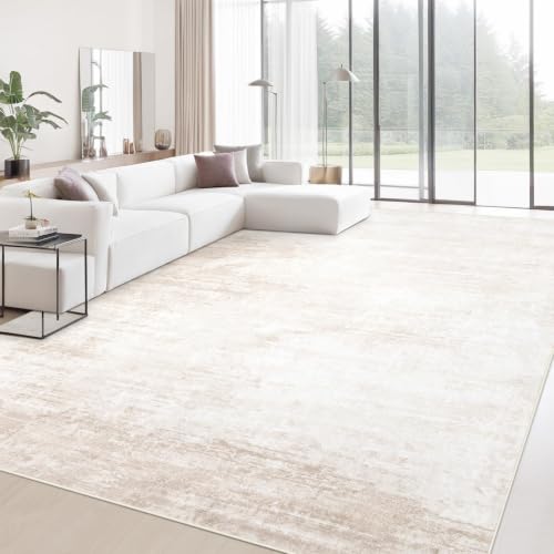 Area Rugs 9x12 Living Room: Washable Rug Modern Abstract Large Rugs Soft Non Slip Neutral Rug Stain Resistant Indoor Carpet for Bedroom Kitchen Dining Room Table Nursery Home Office Rugs(Beige,9'x12') - color: Beige, size: 9' x 12' (Rectangular)