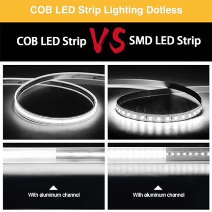 LLTOP COB LED Strip Light Waterproof IP67 24VDC Daylight White 6000K 16.4FT | CRI 92Ra+, Outdoor LED Tape Lighting, DIY Cuttable, For Bedroom Kitchen Cabinet Shelf (Power Supply Not Included) - color: Daylight White 6000K (power supply not included)
