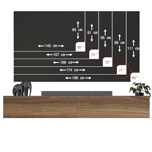 Walnut Floating TV Stand for 65–80 Inch TV, Wall Mounted TV Stand with 2-Door Storage Cabinet, Floating Entertainment Center with Cable Management, Modern Floating Media Console for Living Room - size: 2 Doors