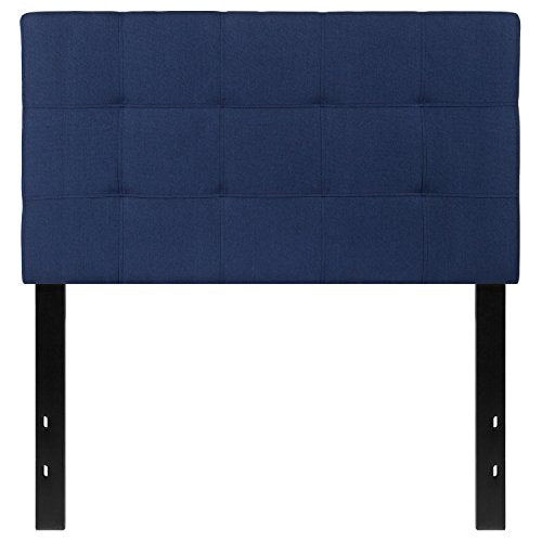 EMMA + OLIVER Size Headboard in Navy Twin Quilted Tufted Headboard | Adjustable Bed Rail Slots, Fabric Upholstered - color: Navy, size: Twin