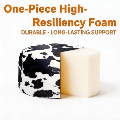 Poofieotto Round Pouf Ottoman 20 x 20 x 14 Inches Black White Cow Print | Ottoman Foot Rest,Foot Stool,Floor Pouf, Coffee Table,Foot Rest for Couch Sofa, Bean Bag Chair for Living Room Bedroom - color: Black White Cow Print