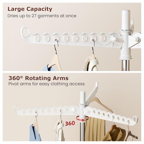 Foldable Clothes Drying Rack, Rotatable Free Standing drying rack , 1 Layer | 360°rotatable foldable clothes drying rack, space-saving 1tier drying rack clothing for indoor balcony use to air-dry clothes - size: 1 tier