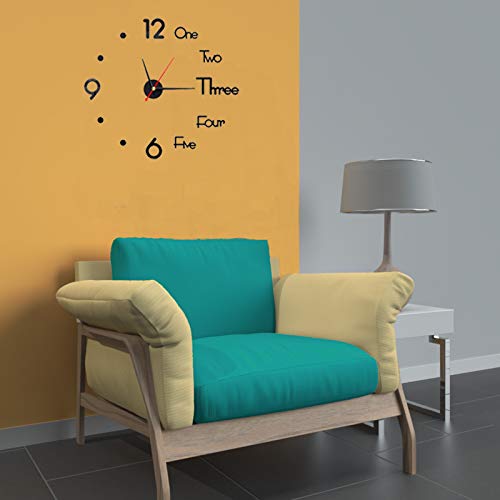 Fowecelt 10-20 Inch DIY Wall Clock 3D Frameless Silent Non Ticking, Black Round Battery Operated Modern Wall Clocks for Living Room Bedroom Office Home and Kitchen (Pack of 2) - size: Small (10-20 Inch) (Pack of 2)