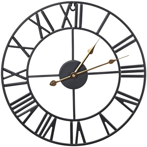 Sorbus Large Wall Clock for Living Room Decor - 16 inch Big Wall Clock Decorative - Battery Operated - Roman Numeral Analog Large Clock for Bedroom, Room, Home, Kitchen, Office, Wall Decor (Black) - color: Black, size: 16"