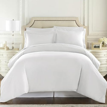 King Bed Duvet Cover 104"x90", 3Pcs Soft Breathable Duvet Cover Set with Zipper Closure & 2 Pillow Shams 24"x40" (White, King (U.S. Standard)) - color: White, size: King (U.S. Standard)