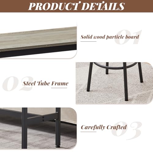 43.31" Bar Table Set for 2, Counter Height Dining Table with PU Upholstered Bar Stools and Backrests, Space-Saving Small Kitchen Table for Breakfast Nook,Grey - color: Grey, style: Rectangular w/ Upholstered Stool