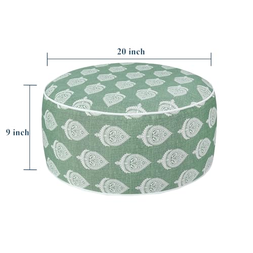 FUNHOME Inflatable Stool Ottoman Footrest with Handle D20 xH9-Light Green | Indoor Outdoor Footrest Seat, Water-Repellent, Footstool Pouf for Home Patio Garden and Camping Use - color: Light Green