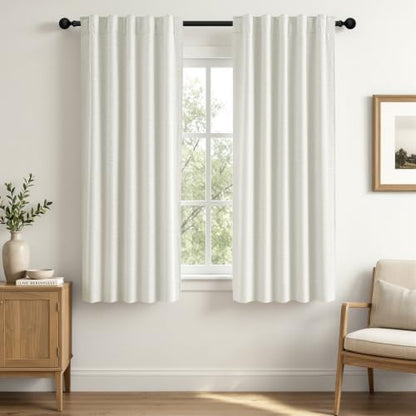MIULEE Linen Textured 100% Blackout Curtains 63" Inch Long White Backing | Total Black Out, Thermal Insulated, Heat and Light Blocking, Back Tab&Rod Pocket, Heavy Duty, Thick, Linen Look, Birch - color: Birch, size: 40"W x 63"L (Pack of 2)
