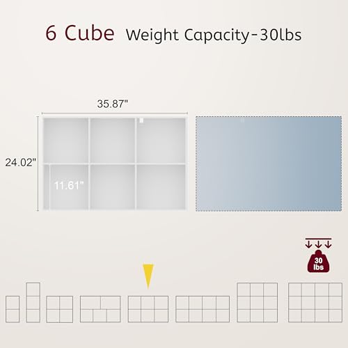 Book Shelf, Wooden Cube Storage Organizer with 11" Open Cubes, Stackable Modular Bookcase for Room Divider Storage, 2 Tier Bookshelf for Living Room, Bedroom, Office (White, 6-Cube) - color: White, size: 6-Cube